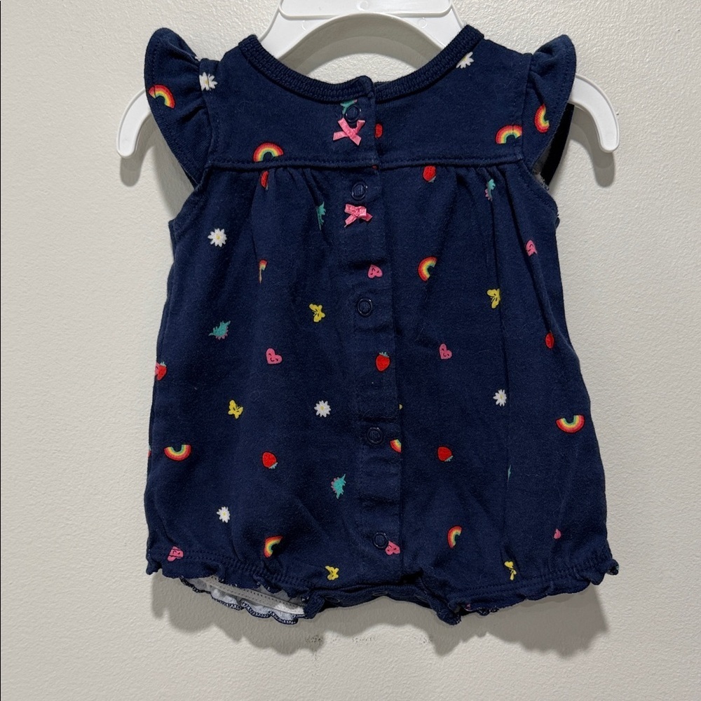 Navy Rainbow & Fruit Baby Romper